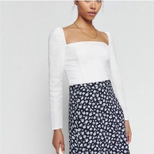 NWT Reformation Khloe Linen Top in White